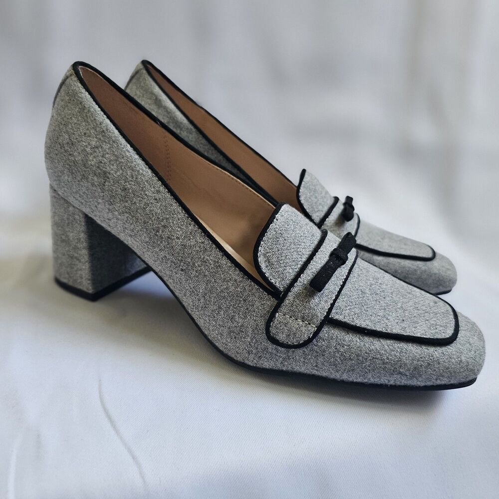 Bandolino Larkin Pump Gray 8M Block Heel Loafer Style Women's